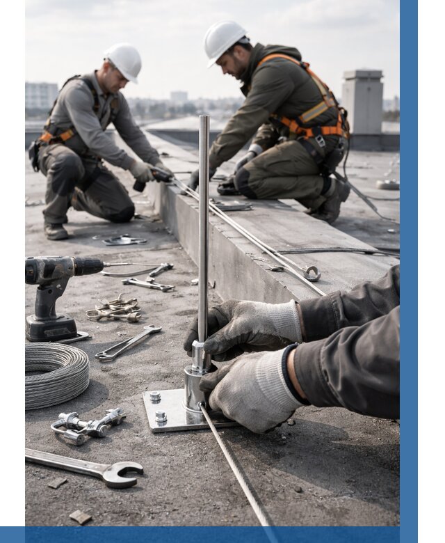 Монтаж молниезащиты на кровле в Краснокаменске цена от 25553 р. | ВЫСОТНИК-Ксн