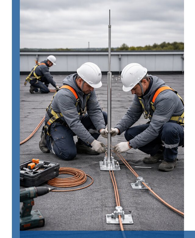 Монтаж молниезащиты на кровле в Краснокаменске под ключ с гарантией