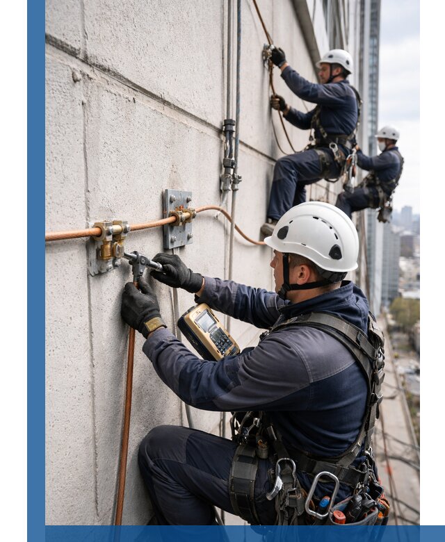 Монтаж системы заземления здания и молниезащиты в Краснокаменске