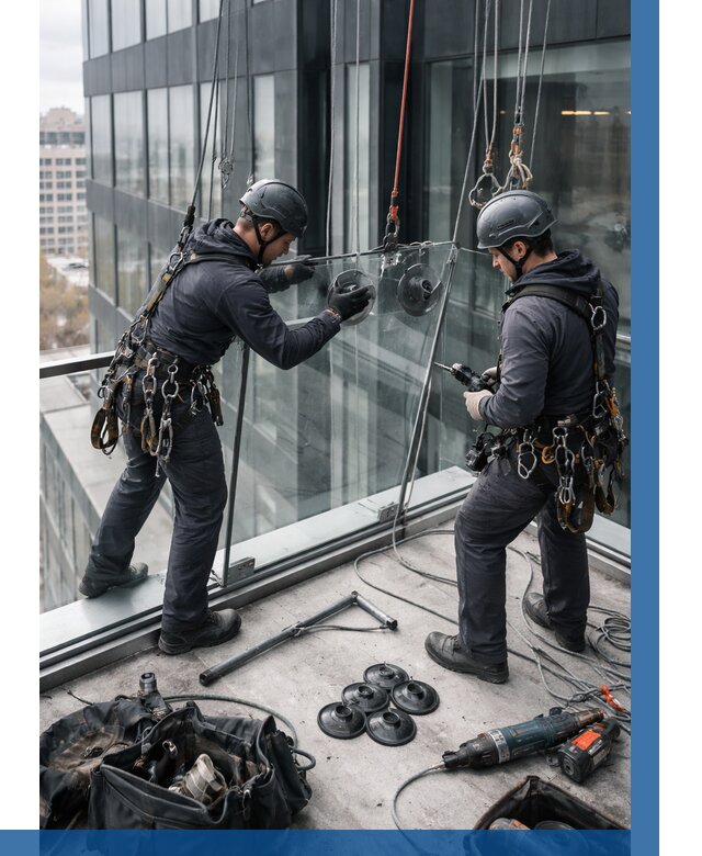 Монтаж стеклянных ограждений в Краснокаменске от 2555 р. | ВЫСОТНИК-Ксн