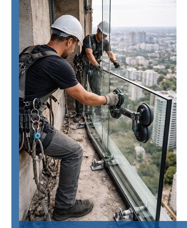Монтаж стеклянных ограждений под ключ с гарантией в Краснокаменске