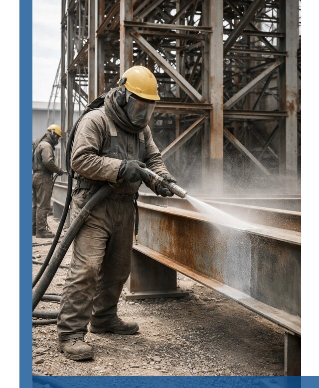 Пескоструйная очистка металлоконструкций в Краснокаменске промышленная