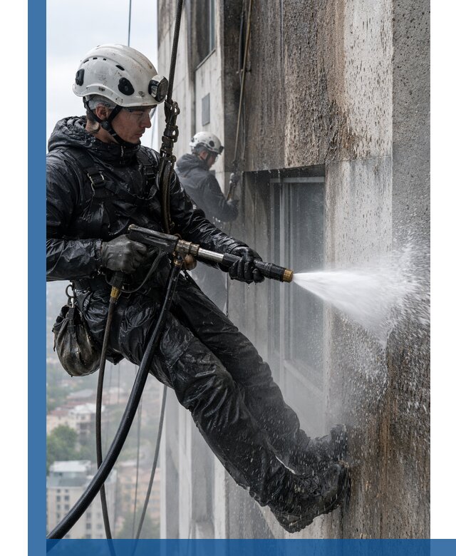 Гидроструйная очистка фасадов и конструкций в Краснокаменске