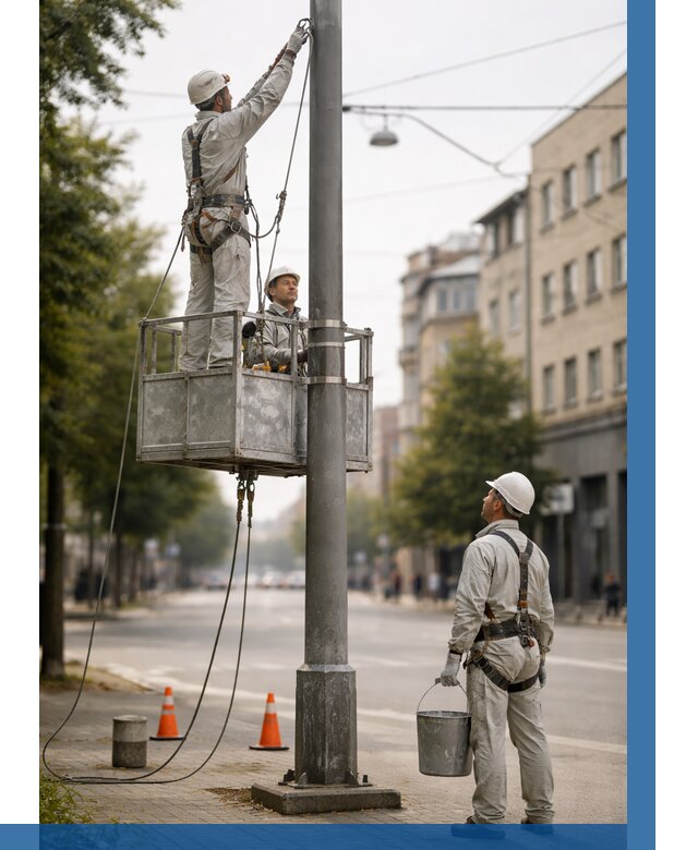 Покраска опор освещения в Краснокаменске от 5111 р. | ВЫСОТНИК-Ксн