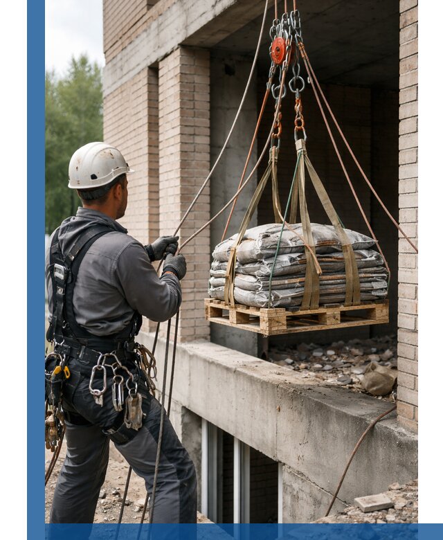 Подъем материалов на этаж веревками в Краснокаменске оперативно