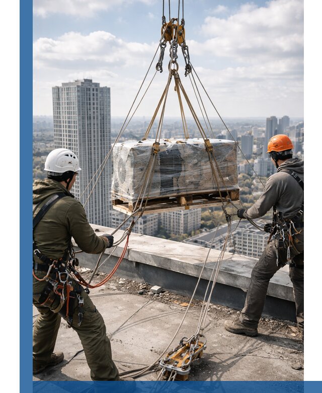 Подъем и монтаж крупногабаритных грузов на крышу в Краснокаменске