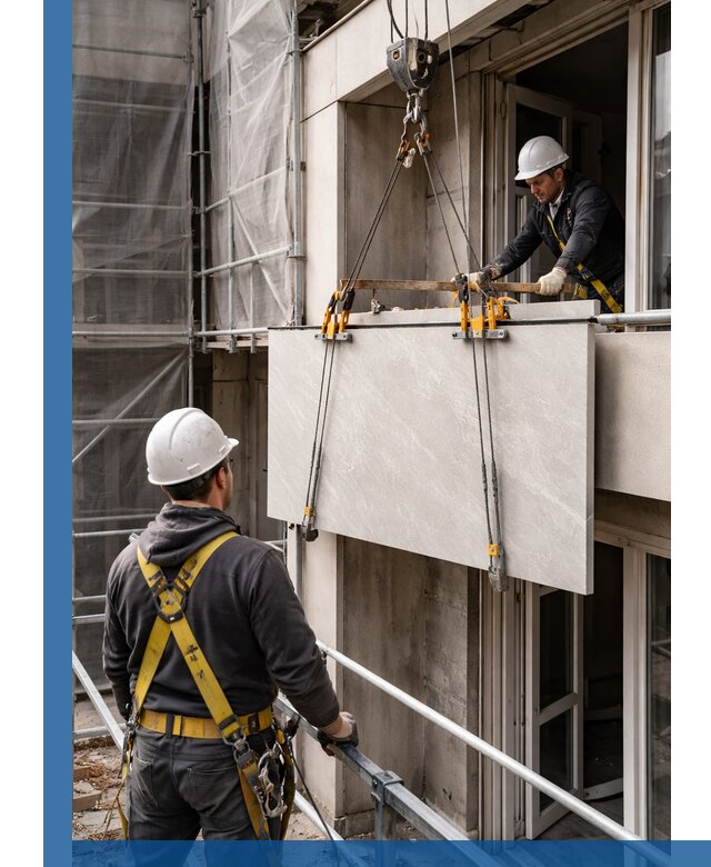 Подъем керамогранита на этаж в Краснокаменске грузчиками и техникой