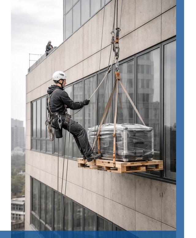 Спуск груза по фасаду в Краснокаменске от 3577 р. | ВЫСОТНИК-Ксн