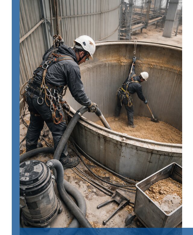 Профессиональная чистка зерновых бункеров в Краснокаменске с выездом